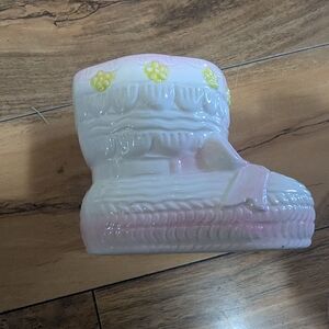 Pink and White Ceramic Boot Wall Decor